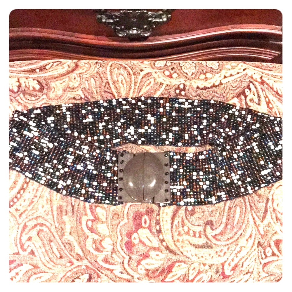 Chic multi color beaded stretch belt